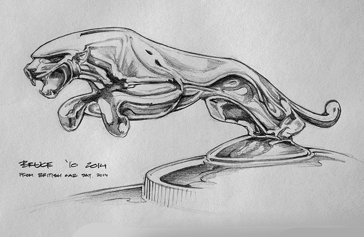 750x489 jaguar hood ornanment, british car day caught in my headlights - Jaguar Car Drawing