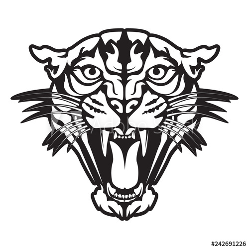 500x500 Leopard Angry Face Tattoo Vector Illustration Of Jaguar Head - Jaguar Head Drawing