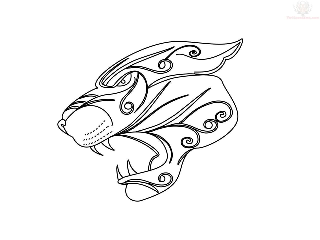 1280x960 Tribal Jaguar Head Tattoo Design - Jaguar Head Drawing