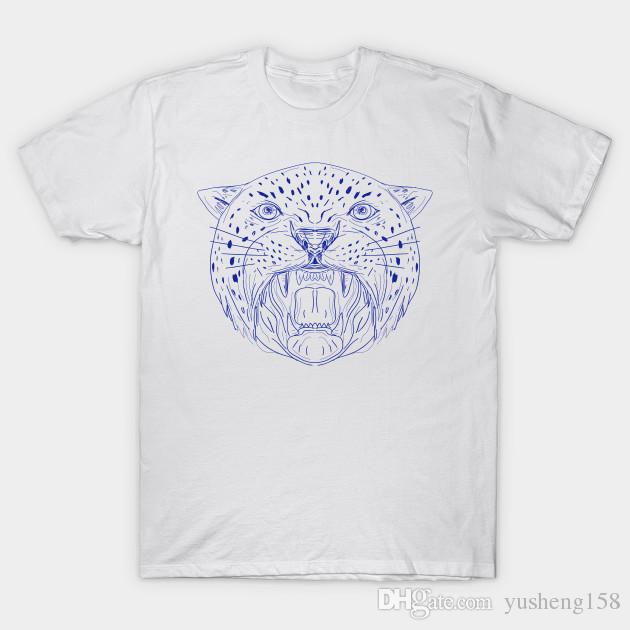 630x630 Angry Jaguar Head Drawing Fashion Short Sleeve Men's Tee Shirts - Jaguar Head Drawing
