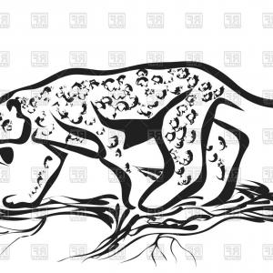 300x300 Jaguar Outline On White Background Vector Clipart Soidergi - Jaguar Outline Drawing
