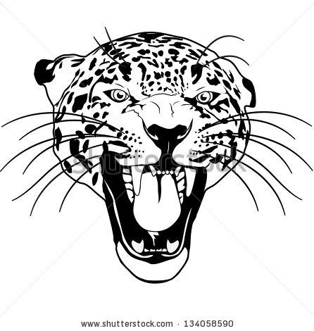 446x470 Leopard Wild Cat Outline Black And White Vector - Jaguar Outline Drawing