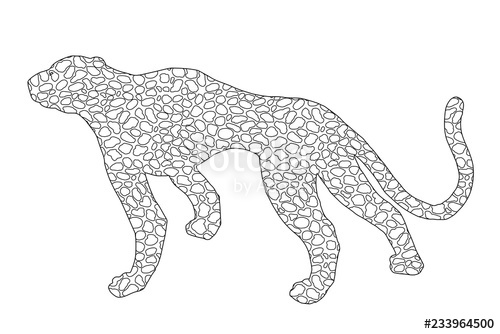 500x334 Drawn Jaguar, Leopard, Wild Cat, Panther Doodle Outline Silhouette - Jaguar Outline Drawing