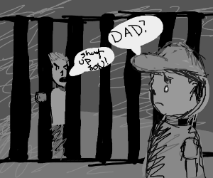 300x250 Dad Is In Jail And Angry, Son Is Sad Drawing - Jail Drawing