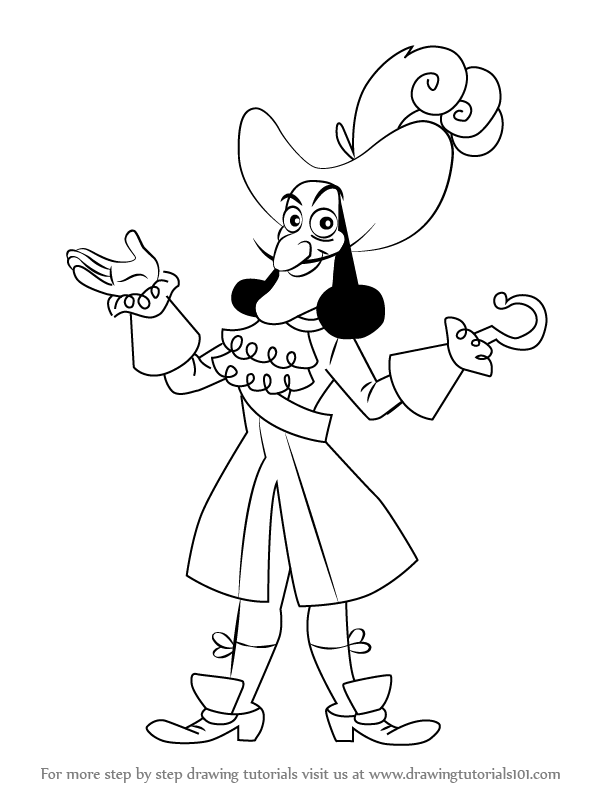 612x792 learn how to draw captain james hook from jake and the never land - Jake And The Neverland Pirates Drawing