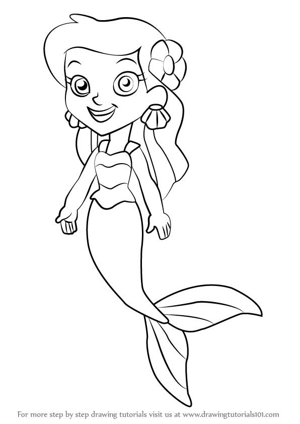 596x842 learn how to draw marina the mermaid from jake and the never land - Jake And The Neverland Pirates Drawing