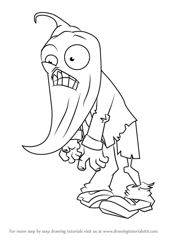 565x800 learn how to draw jalapeno zombie from plants vs zombies - Jalapeno Drawing
