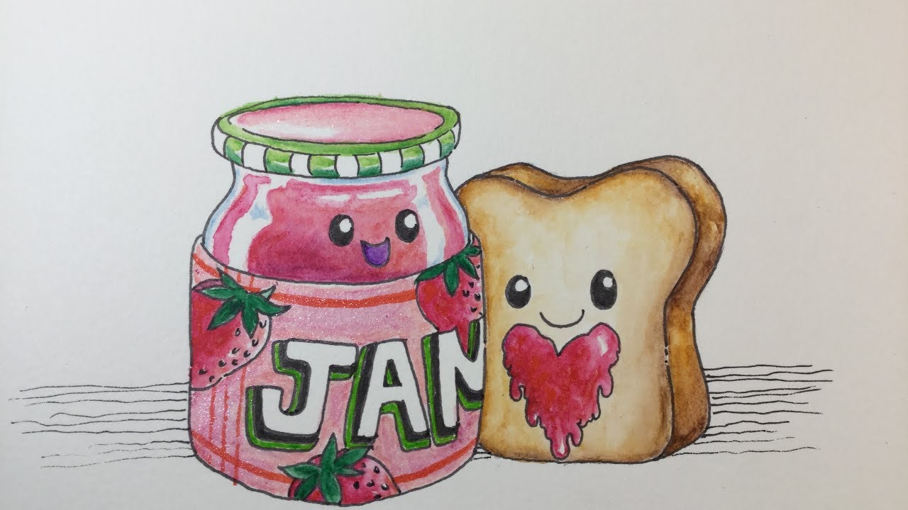 1280x720 how to draw kawaii toast and jam - Jam Drawing