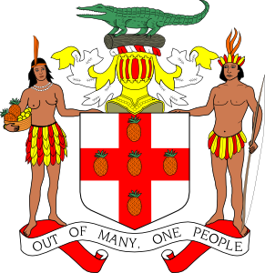 291x300 Jamaica Coat Of Arms Clip Art - Jamaica Drawing