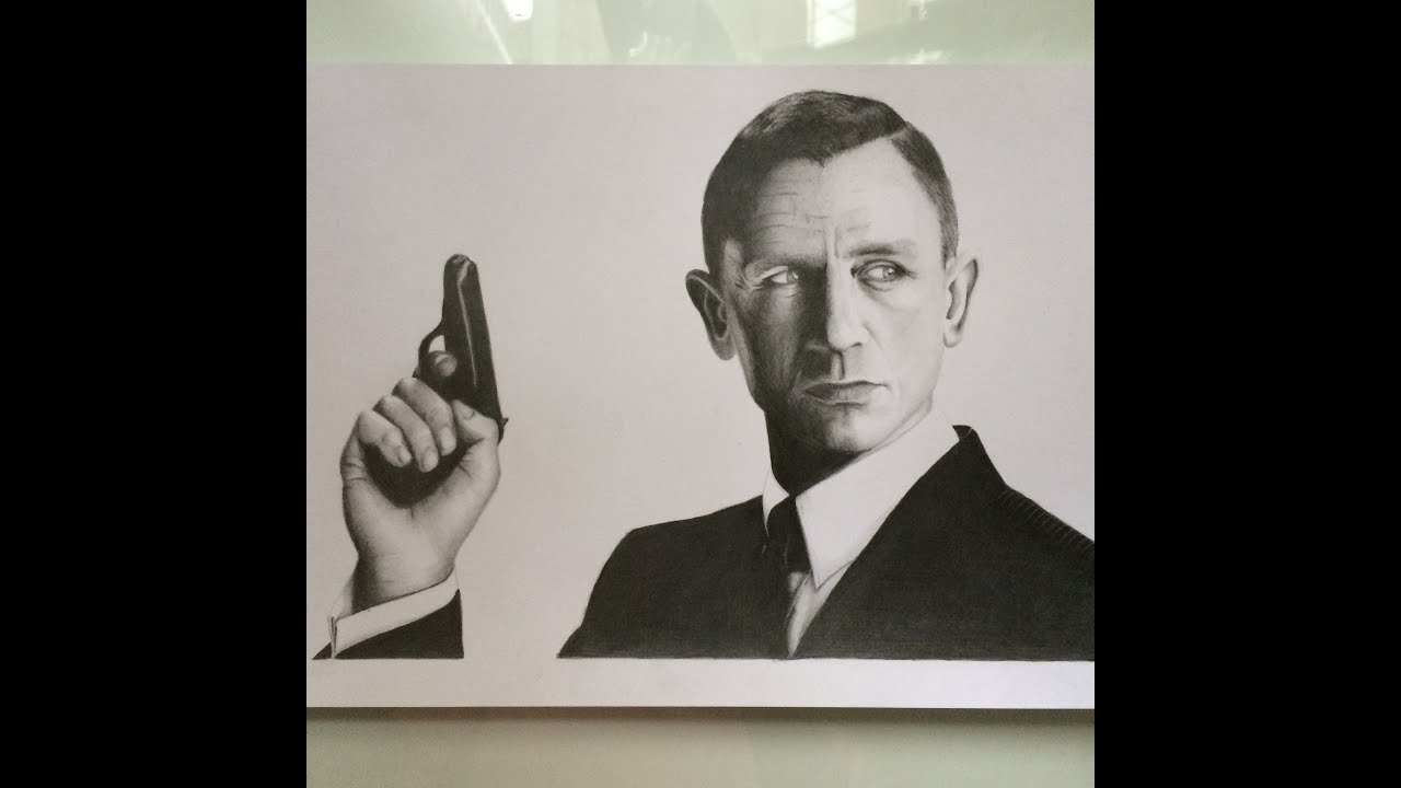 1280x720 pencil drawing - James Bond Drawing