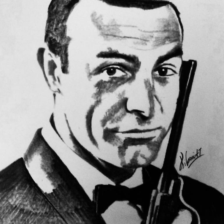 770x770 sean connery james bond drawing - James Bond Drawing