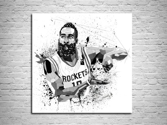 570x427 Canvas Print Basketball Art James Harden Basketball Player Etsy - James Harden Drawing