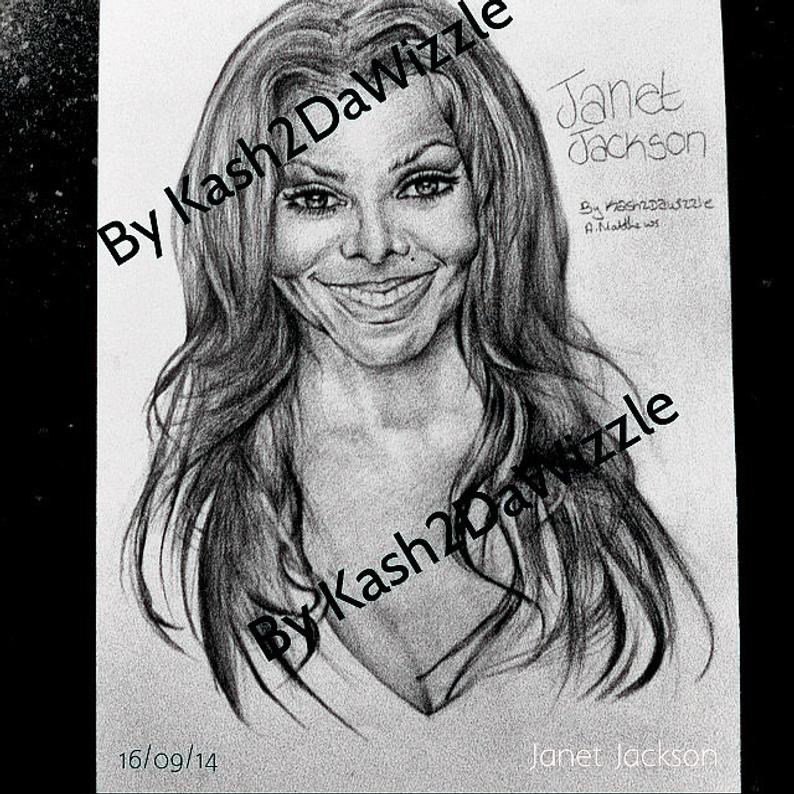 794x794 Janet Jackson Portrait Drawing Etsy - Janet Jackson Drawing