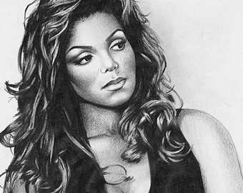 340x270 Kristen Stewart Drawing Etsy - Janet Jackson Drawing