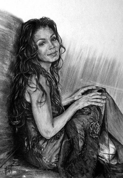 484x700 Stars Portraits - Janet Jackson Drawing