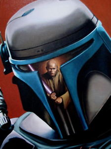 225x300 jango fett helmet painting drawing mace windu huge giant print - Jango Fett Drawing