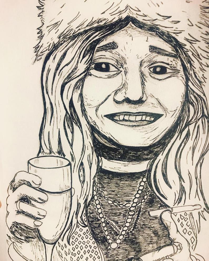 794x993 Janis Joplin Art Art Prints Portrait Art Ink Drawing Janis Etsy - Janis Joplin Drawing