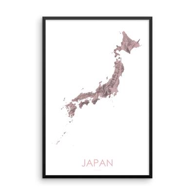 400x400 japan topographic wall art map - Japan Map Drawing