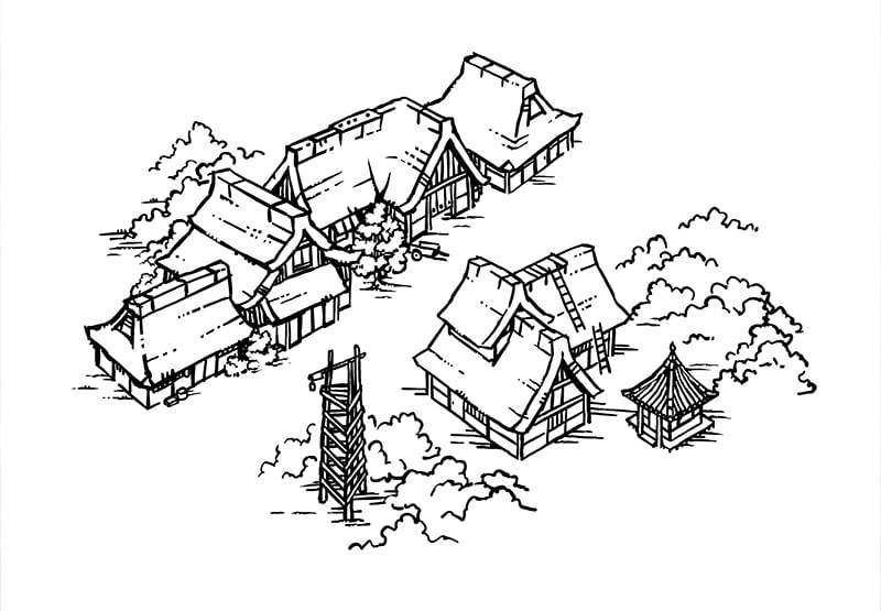 800x555 Japanese Village In Rpg Battle Maps Japon - Japan Map Drawing