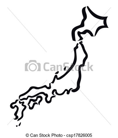 404x470 abstract black outline of japan map - Japan Map Drawing