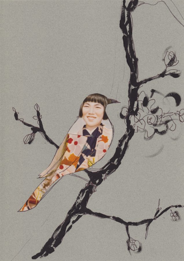 635x900 Japanese Birds Collage Series Visualcrafter - Japanese Bird Drawing