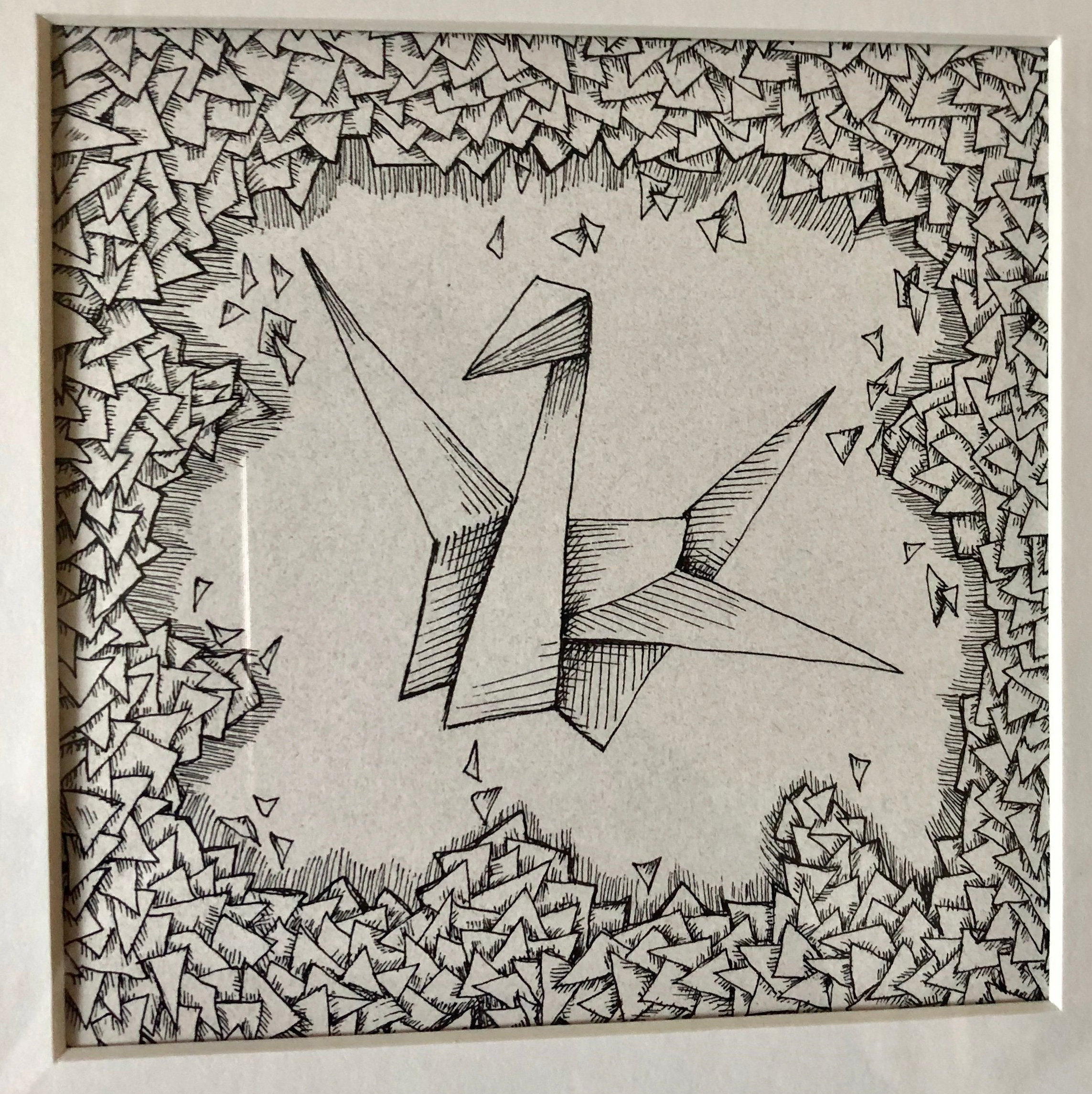 2286x2290 Origami Free Bird Drawing Illustration Japanese Asian Paper Etsy - Japanese Bird Drawing