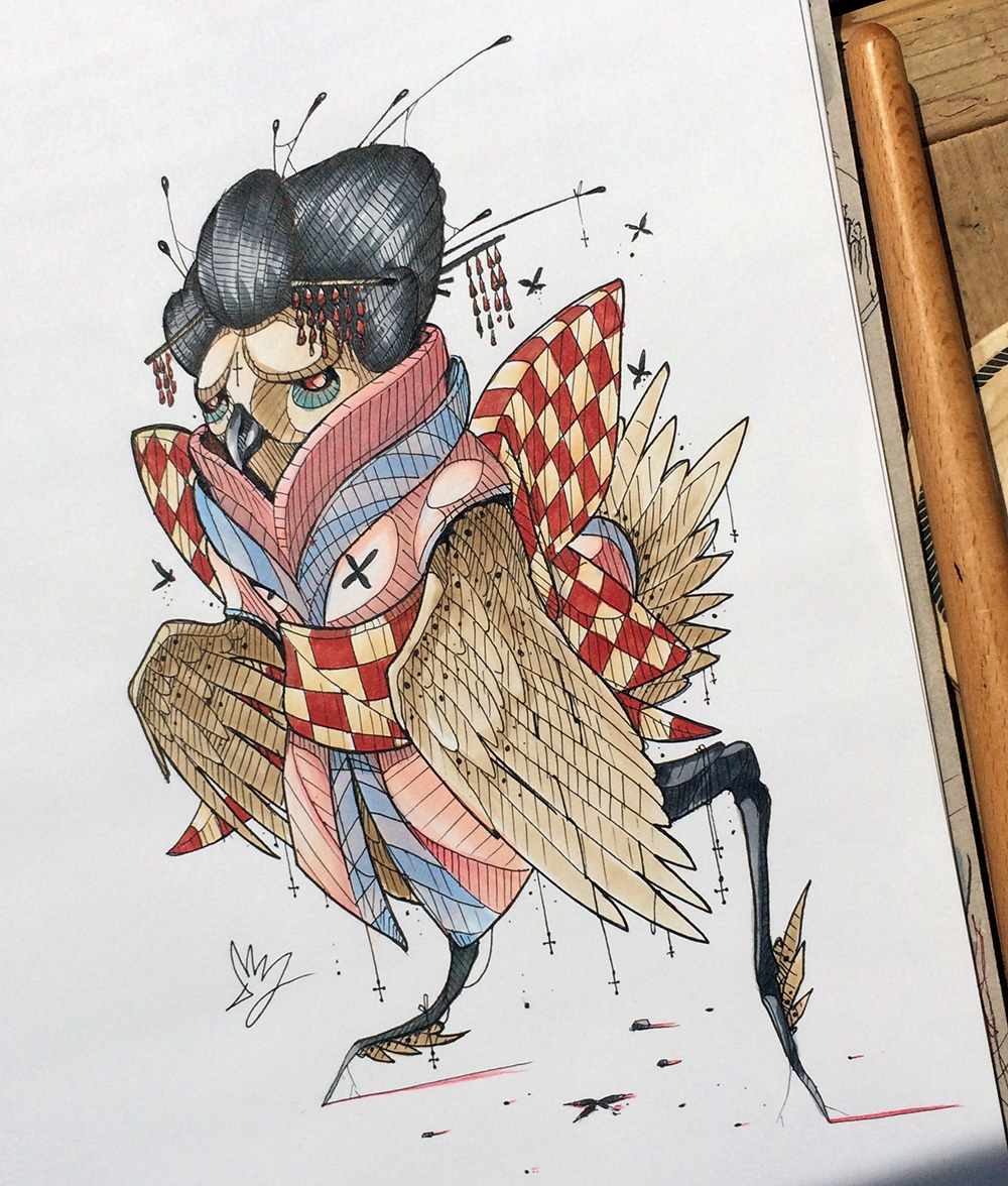 1000x1176 Japanese Bird - Japanese Bird Drawing