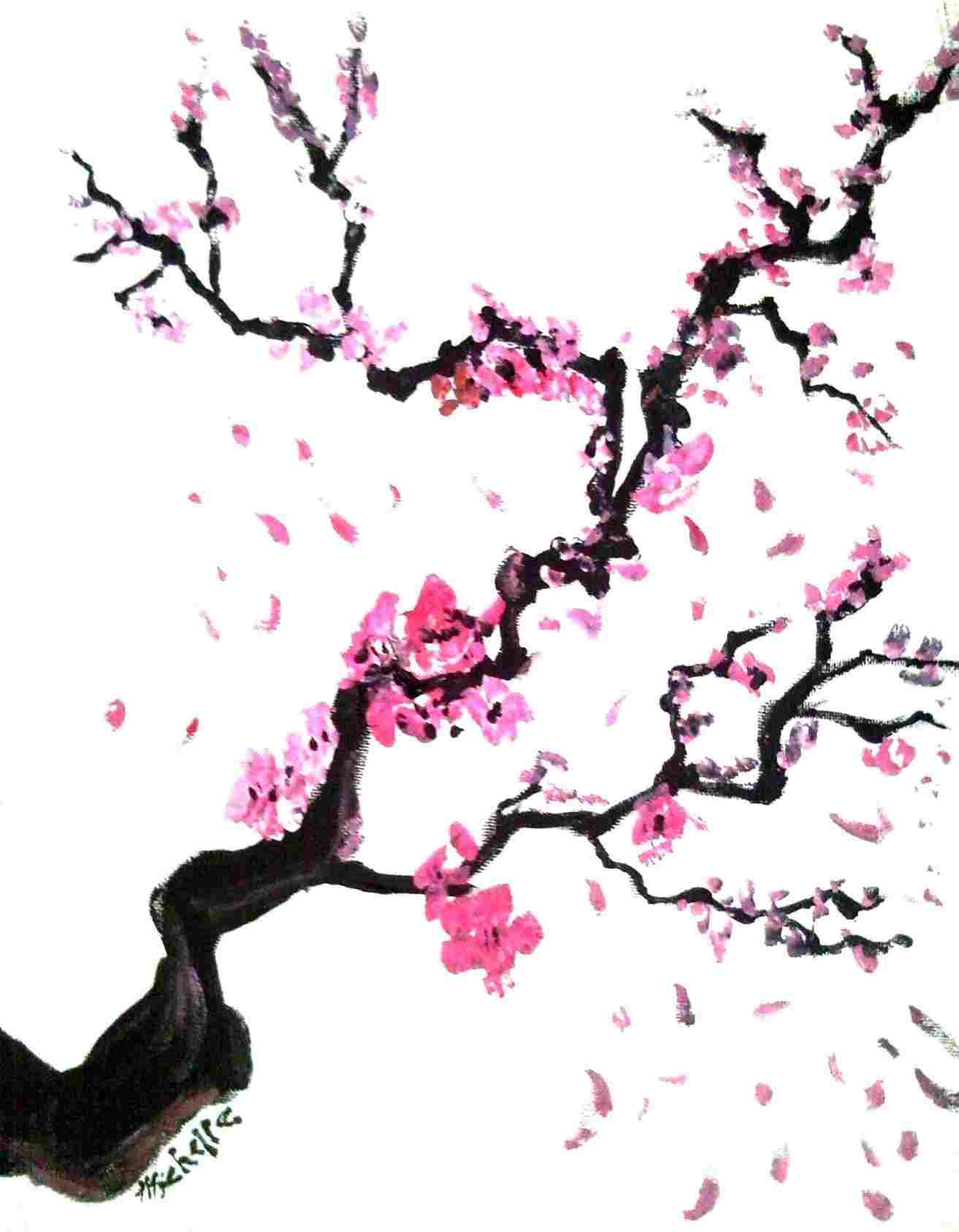 1313x1687 cherry japanese cherry blossom tree pencil drawing blossoms - Japanese Blossom Drawing
