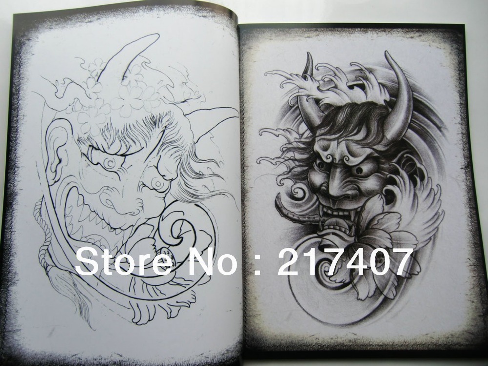 1000x750 China Japan Style Tattoo Flash Book Hannya Skull Ghost - Japanese Buddha Drawing