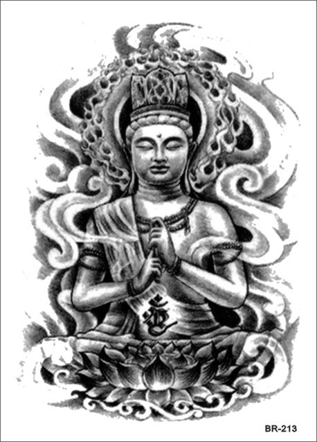 458x638 Large Tattoo Sticker Sketch Figure Of Buddha Drawing Designs Cool - Japanese Buddha Drawing
