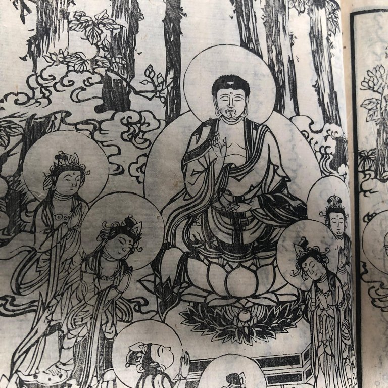 768x768 Story Of Buddha Rare Japanese Antique Woodblock Book, Century - Japanese Buddha Drawing