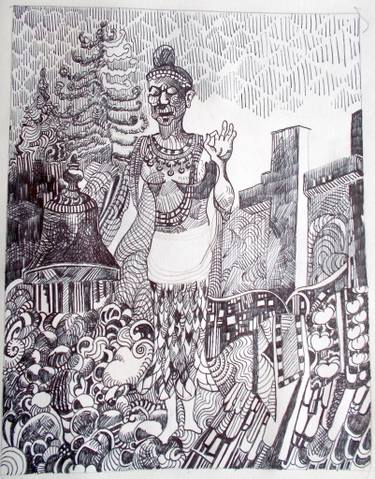 375x479 Japan Collection Saatchi Art - Japanese Buddha Drawing