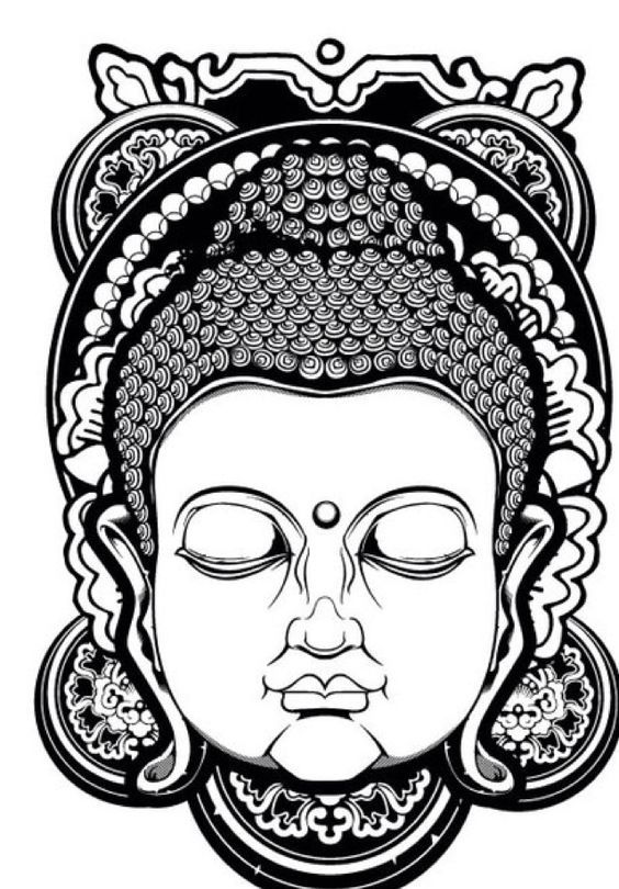 564x810 Buddha Drawing Side For Free Download - Japanese Buddha Drawing