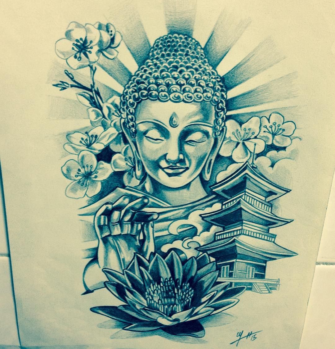 1080x1124  - Japanese Buddha Drawing