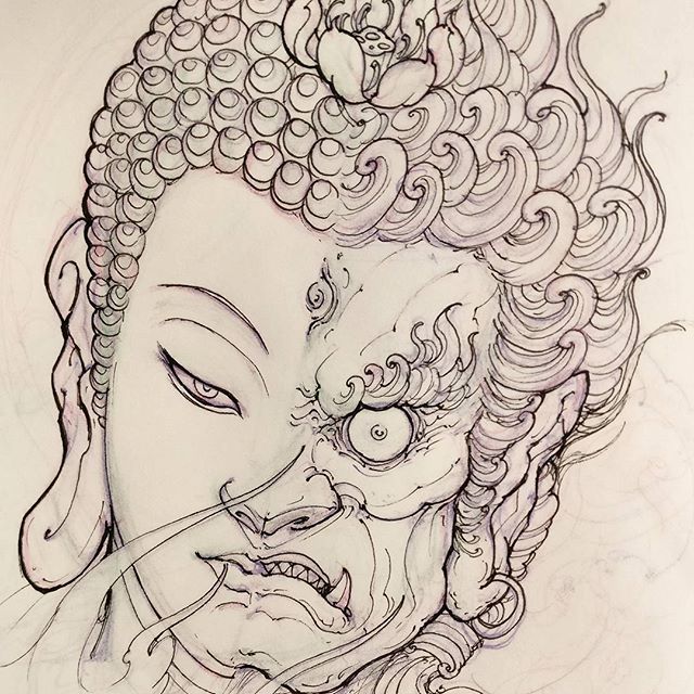 640x640 Buddha Fudo Sketch For Filler - Japanese Buddha Drawing