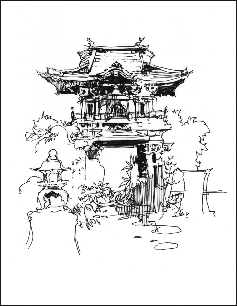 932x1200 More From The Japanese Garden Citizen Sketcher - Japanese Building Drawing