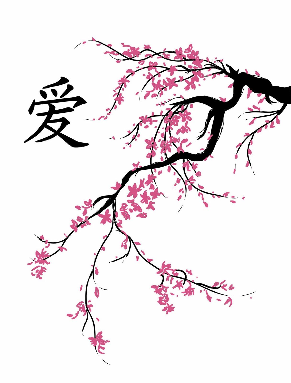 1216x1600 Japanese Cherry Blossom Tree Stencil - Japanese Cherry Blossom Drawing