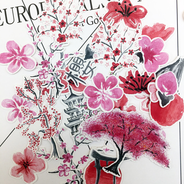 640x640 hand drawing japanese cherry blossoms sticker diary notebook - Japanese Cherry Blossom Drawing