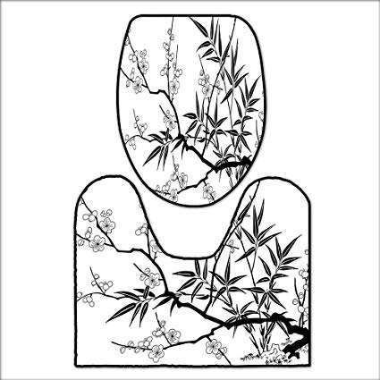 425x425 qianhehome non slip bathroom rugs japanese cherry - Japanese Cherry Blossom Drawing Black And White