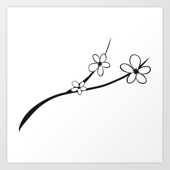 700x700 black white noir japanese cherry blossom flower art art print - Japanese Cherry Blossom Drawing Black And White