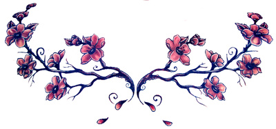 400x187 Japanese Cherry Blossom Flowers Tattoo Design Tattoo Ideas - Japanese Cherry Blossom Flower Drawing