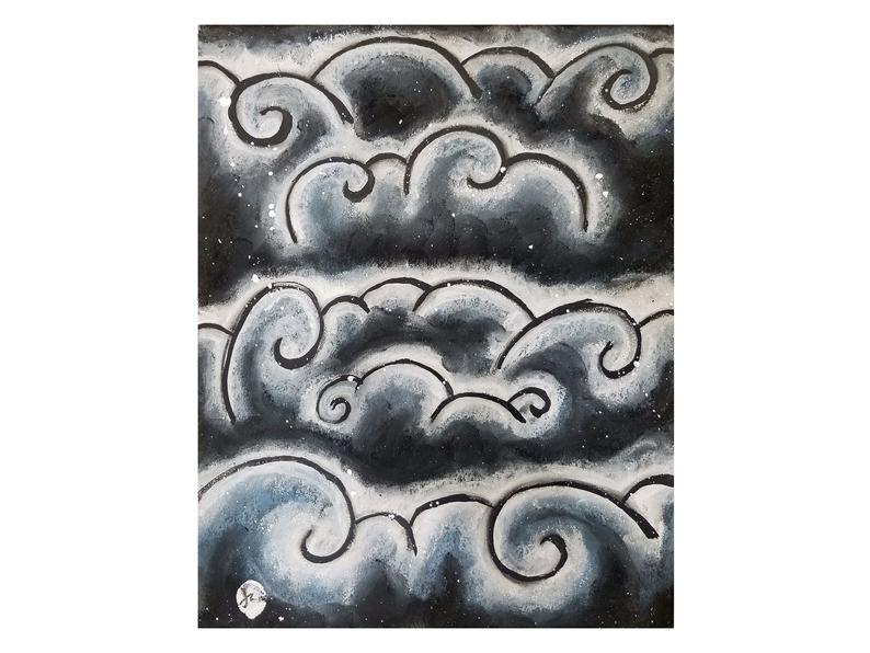 794x596 cloud painting cloud art tattoo flash cloud drawing pastel etsy - Japanese Cloud Drawing