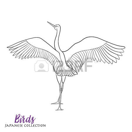 450x450 Japanese Crane Clipart Drawing - Japanese Crane Drawing