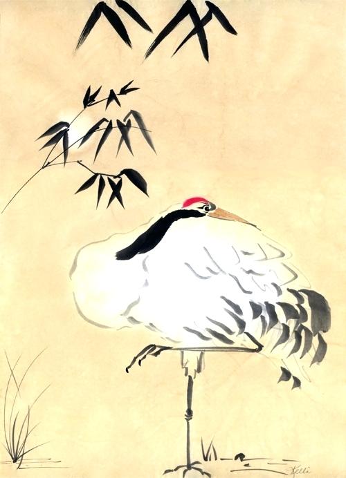 500x692 japanese crane drawing wild china artful brush bird travelgrams - Japanese Crane Drawing