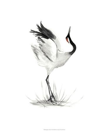 368x450 japanese cranes i giclee print - Japanese Crane Drawing