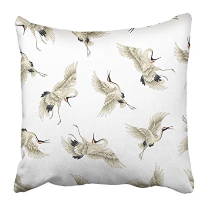425x425 Emvency Decorative Throw Pillow Covers Cases - Japanese Crane Drawing