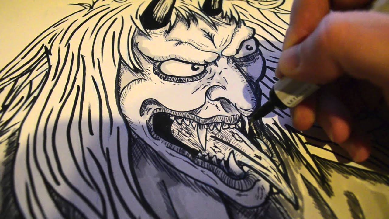 1280x720 Drawing A Japenese Oni Demon - Japanese Demon Drawing