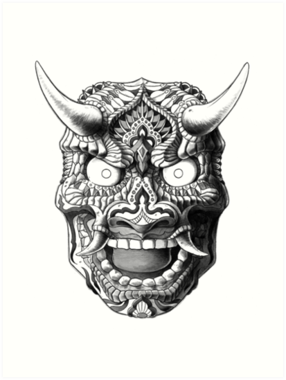 413x549 Japanese Demon Mask Art Prints - Japanese Demon Drawing