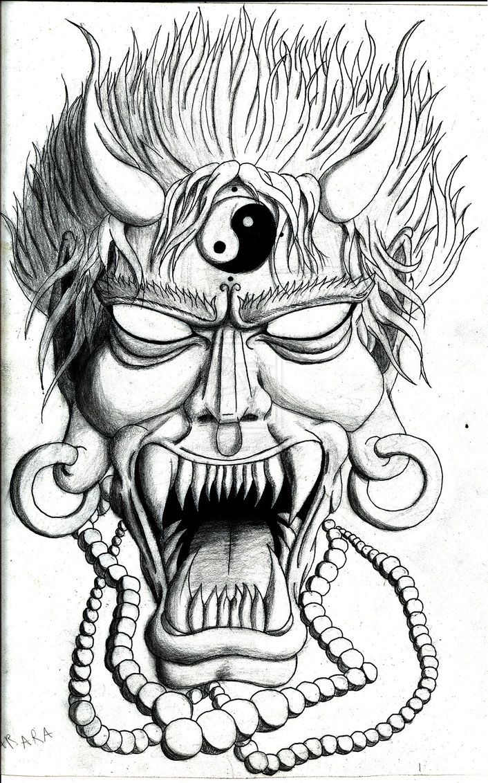 Japanese Demon Mask Drawing at Explore collection