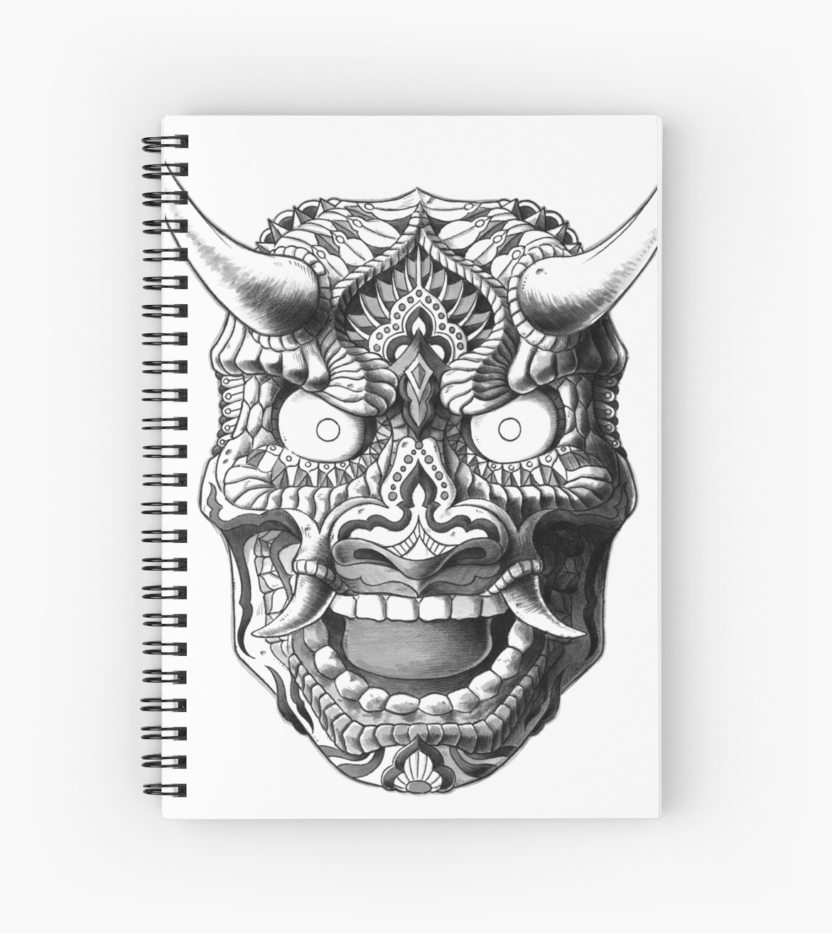 1171x1313 Japanese Demon Mask Spiral Notebooks - Japanese Demon Mask Drawing